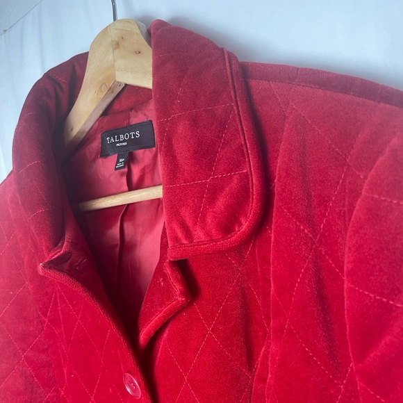Talbots Dark Red Corduroy Blazer Jacket Career Professional Size 16P - Picture 1 of 9